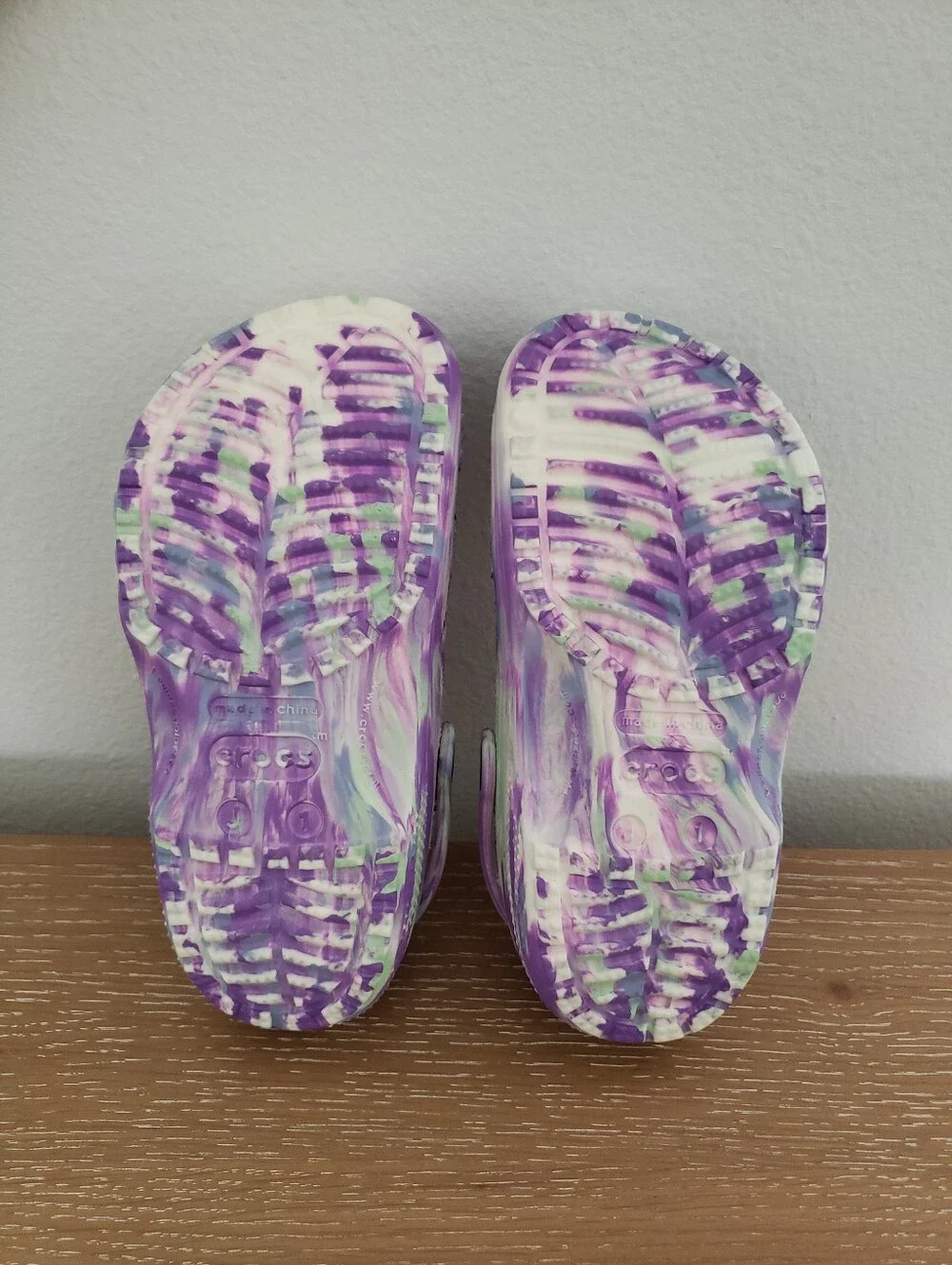 CROCS Kids Water Clog in Purple and White Tie-Dye